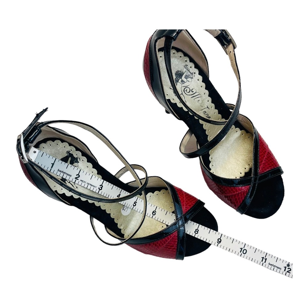 Mr Tango Shoes Women Size 5 Black Red Snake Skin Open Toe High Heels Dance Shoes - Picture 11 of 15